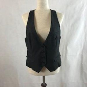 NWOT Gap Dark Gray Pinstriped V-neck Button Front Vest Size M